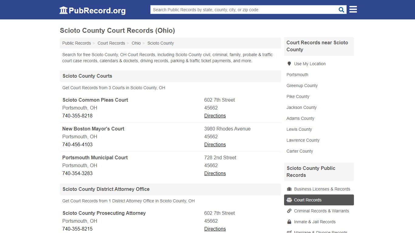 Free Scioto County Court Records (Ohio Court Records) - PubRecord.org